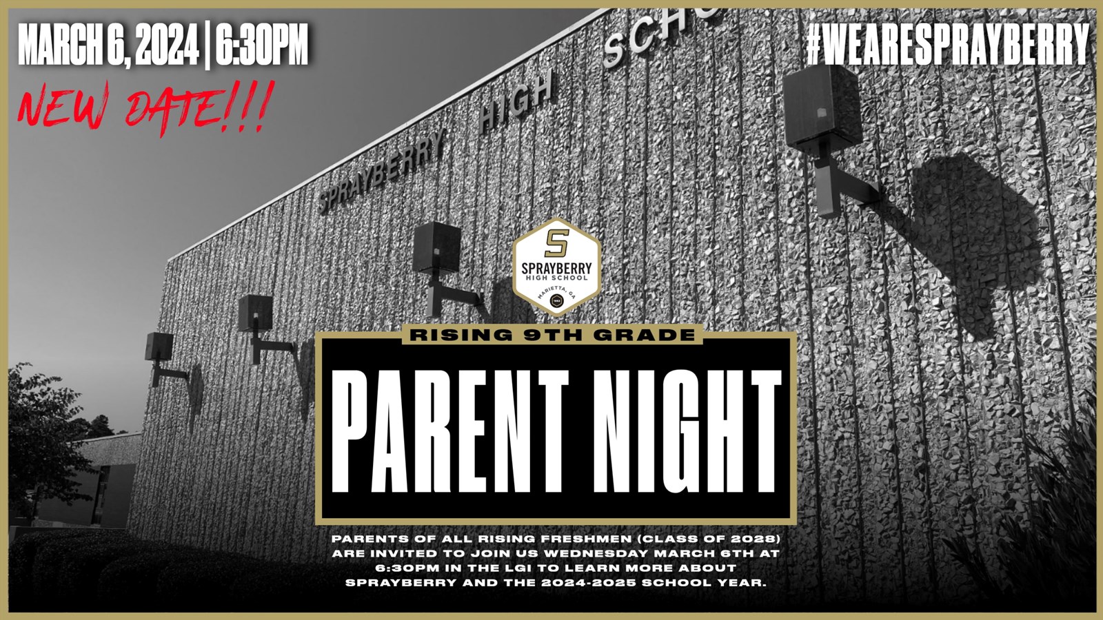 Rising 9th Grade Parent Night | Sprayberry High School | March 6, 2024